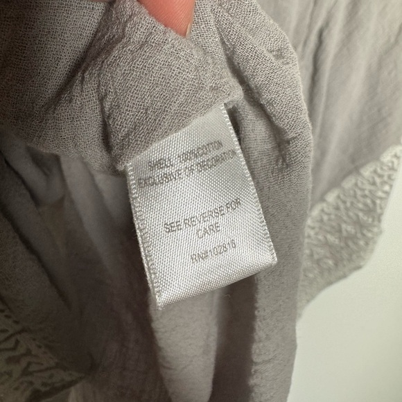 Garnet Hill Kaftan Tunic Top Beach Coverup Crinkle Cotton Gray Embroidery S - Picture 9 of 9